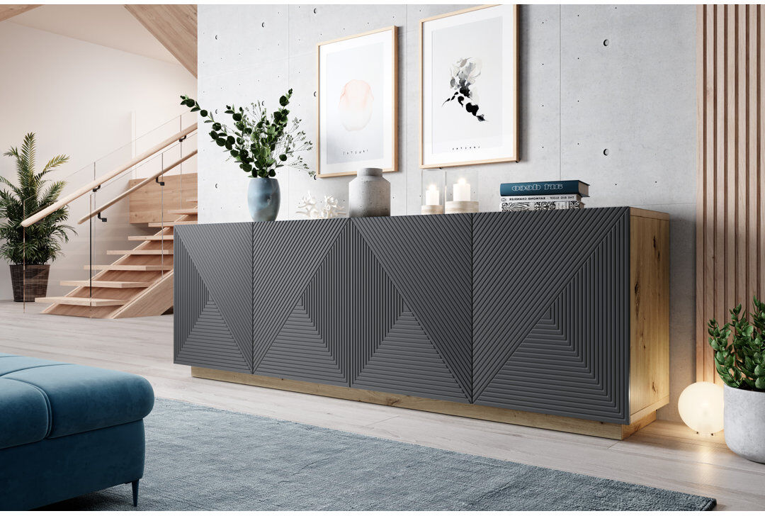 Latitude Run Meisel 200cm Sideboard Artisan/Rivier Stone 71cm H X 200cm W X 43cm D