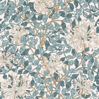 William Morris at Home William Morris Honeysuckle Dusk Blue Wallpaper
