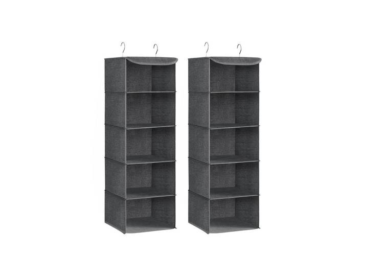Hansiro Hängeorganizer Riyadh 2Er-Set, Grau, Naturmaterialien, 30x90x30 cm, Wohnzimmer, Wohnwand, Hängeelement