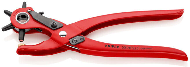KNIPEX Pince à emporte-pièces rotative rouge, revêtement poudre, 220 mm (90 70 220)