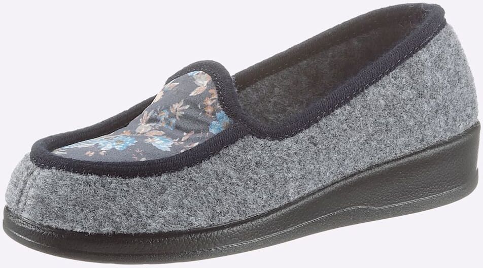 Hausschuh SCHAWOS, Damen, Gr. 37, Textil, grau, Schuhe Hausschuh grau 37, Textil
