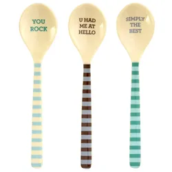 RICE Melamin Teelöffel Gestreift mit Spruch, 3er-Set L14.5 B3.5 cm