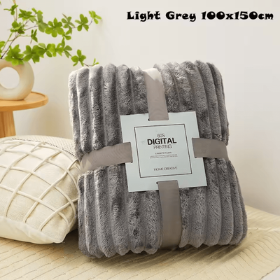 Inspire Curations Double Sided Ultra Soft Striped Warm Blanket light Grey 100x150cm