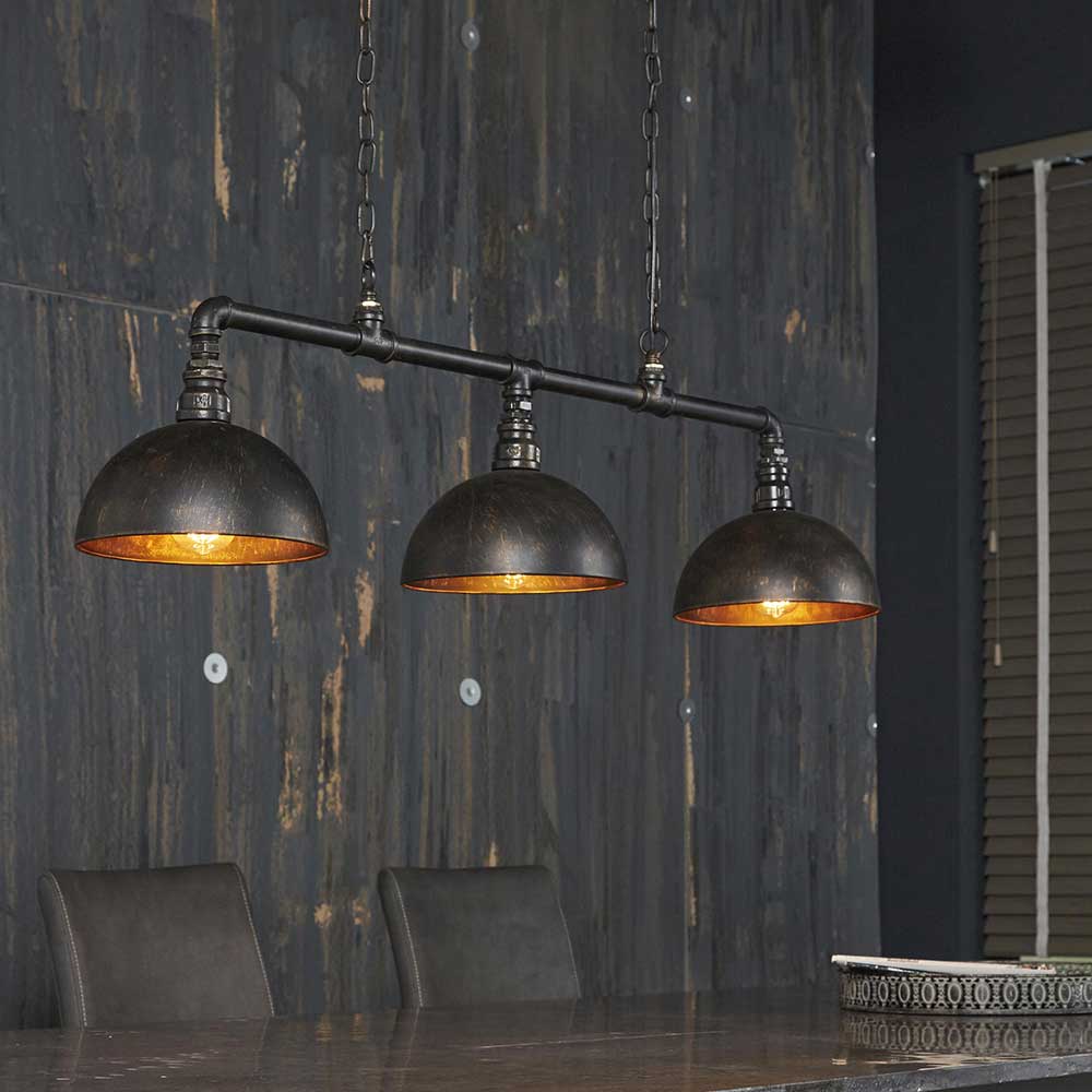 Pharao24.de Pendelleuchte in Schwarz Industriedesign