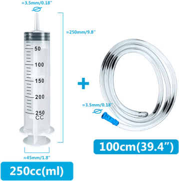 Inspire Picks Flow Master Large Capacity Feeding Syringe Kit With Hose Multi Purpose Pet Care Injector 250ml And Hose
