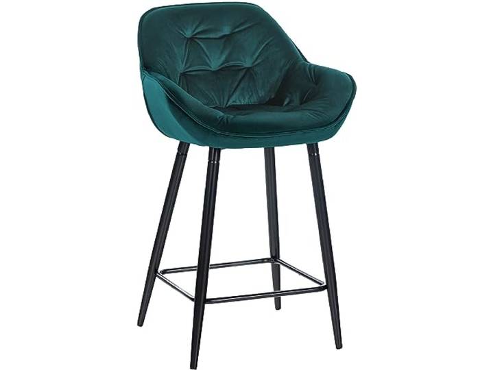 CLP Barhocker Gibson Samt I Gepolsterter Tresenstuhl Mit Fußstütze I Sitzhöhe 76 cm, Farbe: dunkelgrün