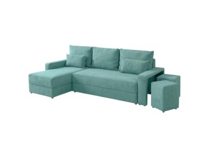 Furnelo Austin Ecksofa L Schlaffunktion Bettkasten 2 Hocker