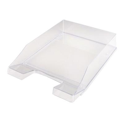 PROREGAL Stapelbare Briefablage aus Kunststoff | HxBxT 6,5x25,5x34,8cm | Bis DIN A4-Format | 10 Stück | Transparent