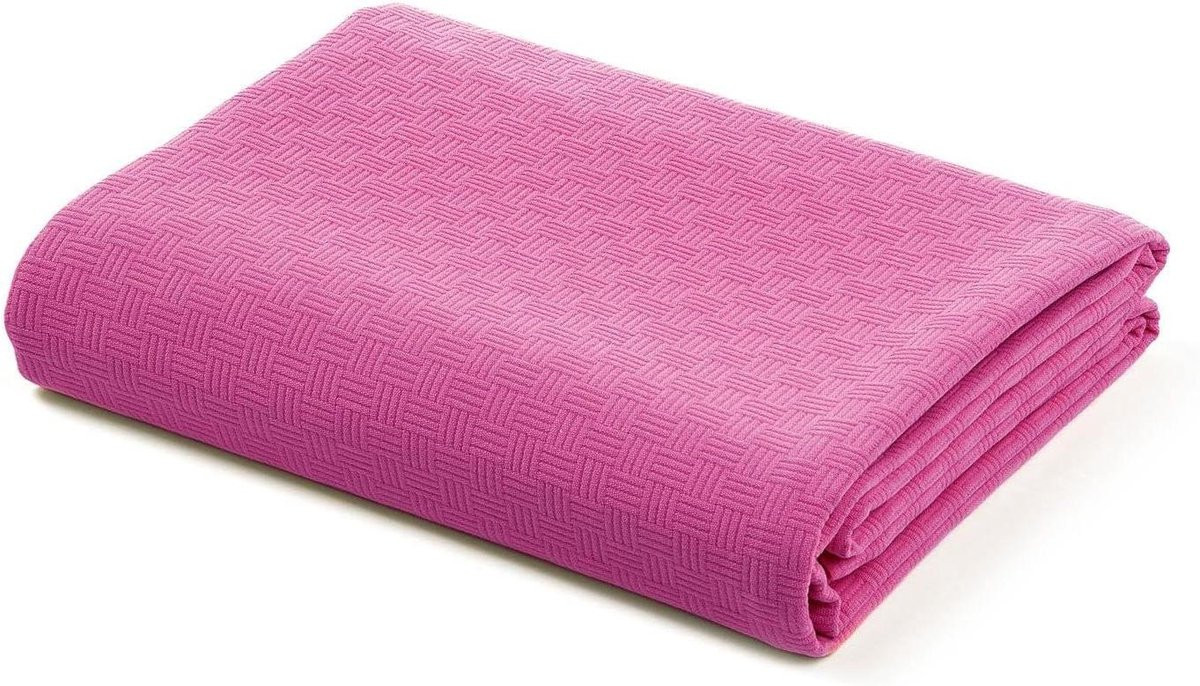 Bedsprei Una Piazza e Mezza van Panama-katoen - Fuchsia