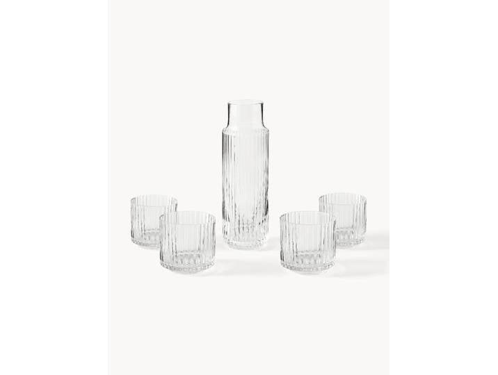 Carafe avec verres à eau soufflés bouche Aleo, 5 pièces