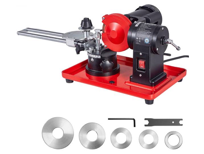 Affûteuse de lames de scie VEVOR 370 W\, affûteuse de lames de scie circulaire à 2 890 tr/min avec meule de 125 mm\, affûteuse électrique avec angle de réglage pour lames de 80 à 700 mm\, affûteuse de lames pour le travail du bois