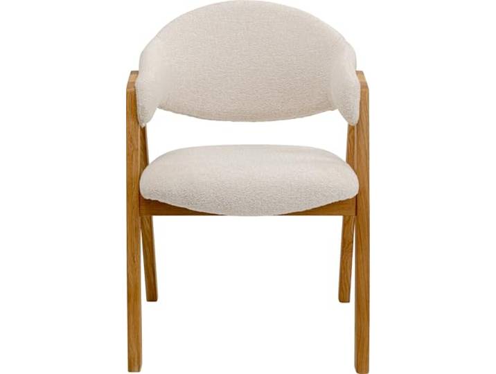 Kare Design Armlehnstuhl Julius, Weiß, Sitzhöhe 49cm, Esszimmerstuhl, Polsterstuhl, Stuhl, Eiche Massivholz Beine, Esszimmer