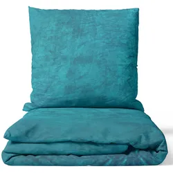 NYVI Winter Bettwäsche Set DreamScience Cashmere Touch - Kuschelweich & Wärmend - Mit Reißverschluss 155x220 + 80x80 cm petrol