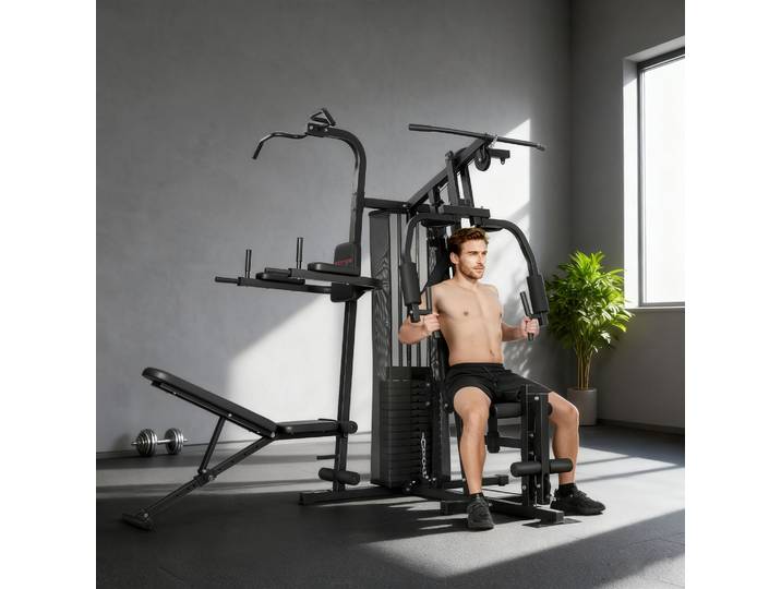SPORTNOW Station Fitness Multifonction Banc Musculation Réglable Noir