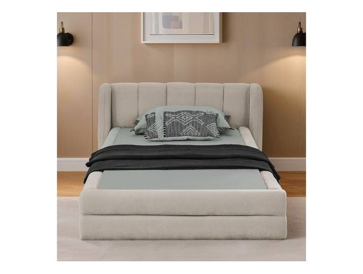 Fine Life Pro Bett Einzelbett 90×200 cm · Beige · Chenille Polsterung