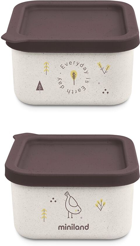 Miniland Recipiente para consevar alimentos ECO naturset chick 2ud. Beige niño