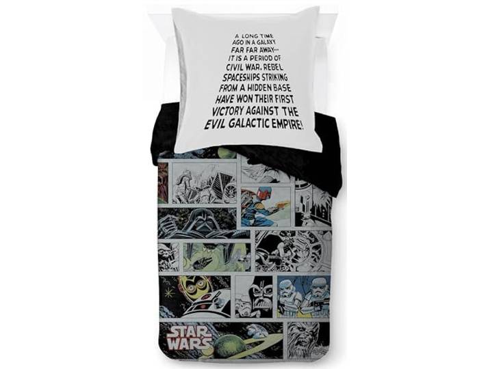 Jay Franco Star Wars Darth Vader Bettwäsche-Set – Superweiche Kinder-Bettwäsche mit Kissenbezug, NUR BETTBEZUG (Füllung Nicht enthalten), Luke Skywalker, Chewbacca, R2-D2, Grau, 2-teilig Einzelbett