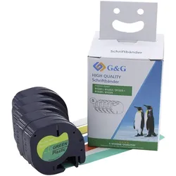 G&G, Beschriftungsband, Schriftband Bandfarbe: Weiss Schriftfarbe: Schwarz 12 mm 4 m (1.20 cm, Schwarz, Weiss)