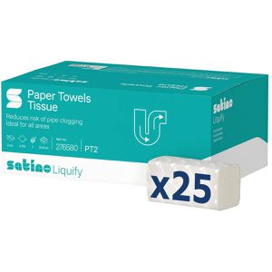 Wepa Papierhandtücher liquify, 276580, PT2, 2-lagig, Interfold-Falz, weiß, aus Tissue, 20,6 x 24,0 cm, 3750 Stück