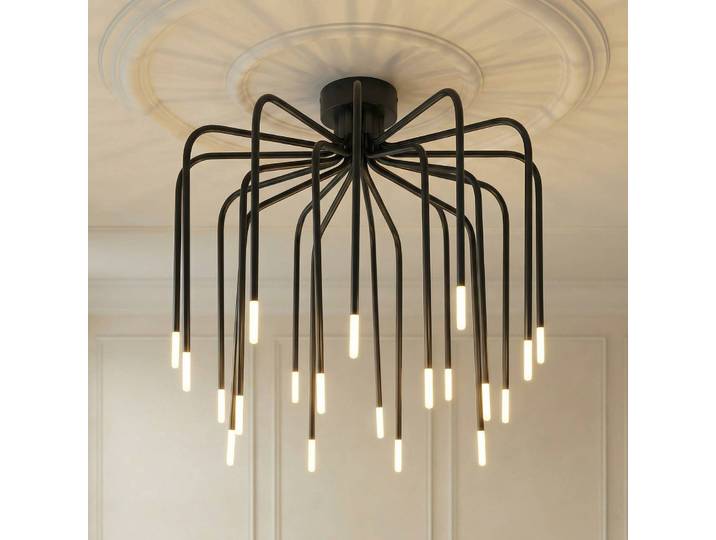 Deckenleuchte Ariadne Lucande, dimmbar, schwarz, für Wohn- / Esszimmer, Metall, Modern