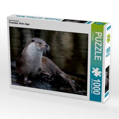 CALVENDO Puzzle Ein Motiv aus dem Kalender Fischotter, flinke Jäger 1000 Teile Puzzle quer | 1000 Teile Lege-Größe 64 × 48 cm Foto-Puzzle für