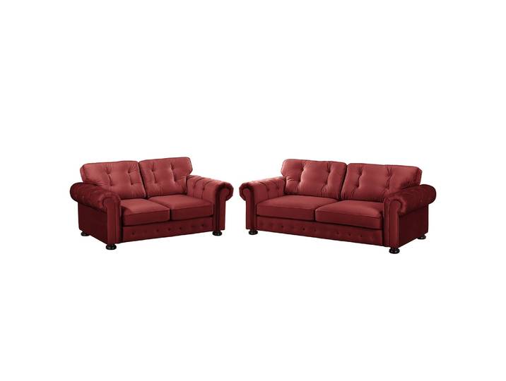 Ensemble de salon 3-2 Rouge/Rouge Tissu Glamour