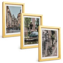 BILDER SET 3er Set - 20x30 cm Goldrahmen - Stadtansichten von Gebäuden