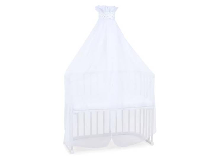 babybay Moskitoschutz und Himmel Piqué mit Band passend für alle Modelle bis 96 cm Länge, weiß Sterne perlgrau