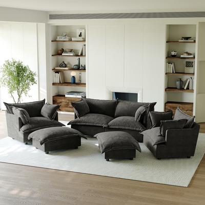 Lumibee 6 Piece Oversized Chenille Comfy Cloud Modular Sectional Sofa Set