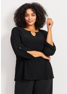 Plus Size Women's Keyhole Hardware Top by Avenue in Black (Size 22/24)