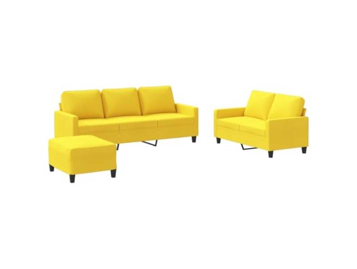 KUTYWEXFM 3-tlg. Sofagarnitur mit Hocker Hellgelb Polstersofa Set Komfortables Sofa Set aus atmungsaktivem Stoff mit Polsterhocker für Wohnzimmer und Aufenthaltsbereich.