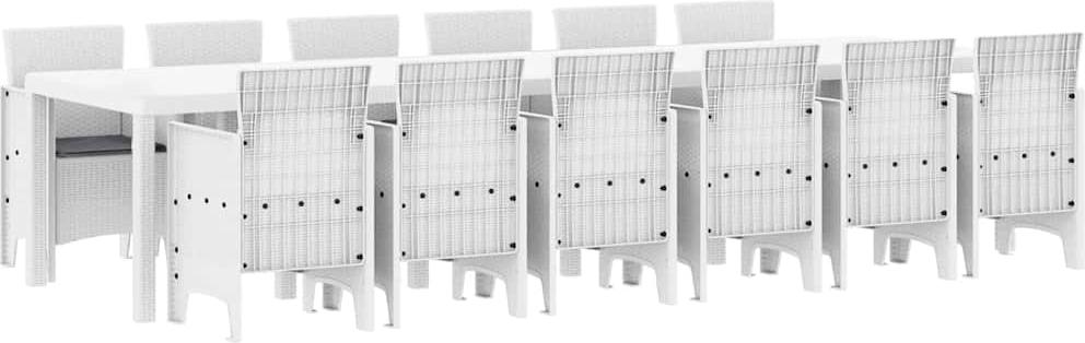 Garten Essgruppe 13 pcs Weiß Polt Rattan