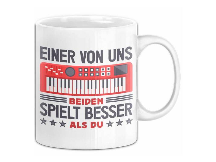 Trendation Tasse Keybord Tasse Geschenk Spruch Für Trompeten-Spieler Einer Von Uns Beid