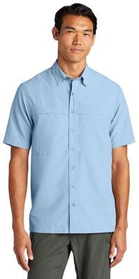 Port Authority W961 Short Sleeve UV Daybreak Shirt in Light Blue size XS   Polyester