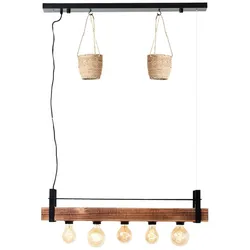 BRILLIANT Lampe, Bankwood Pendelleuchte 5flg schwarz/holzfarbend, 5x A60, E27, 28W, Holz aus nachhaltiger Waldwirtschaft (FSC)