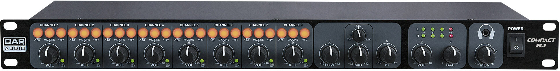 DAP Audio Compact 8.1 8-Kanal-1u-Installationsmischpult – 1 Ausgang