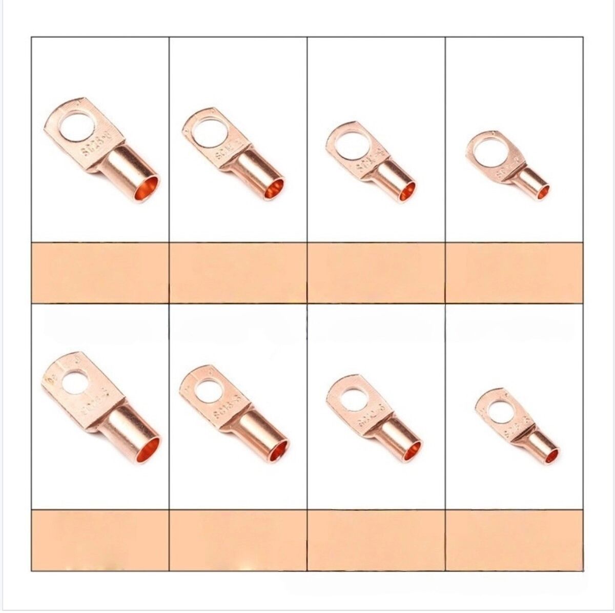 INF SC6-25 Série Cosses Tubulaires en Cuivre Soudables - Kit 60 pcs Cosses Non Isolées, Cuivre Rose