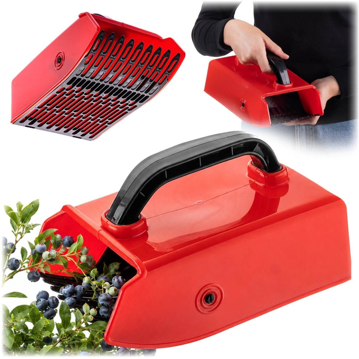 KADAX Bessenplukker met opvangbak, Rood