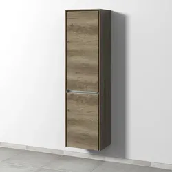 Sanipa Twiga Hochschrank mit 1 Tür und Wäschekorb rechts, Breite 47,5 cm, Eiche-Nebraska, SY11337 SY11337