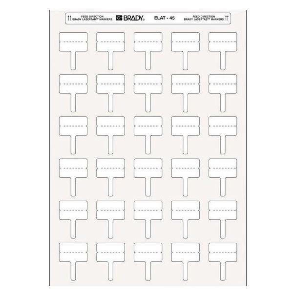 Brady ELAT-45-425, Polypropylen, Weiss, 30 x 10 mm, dauerhaft klebend, Din A4, Fähnchen, Layout 1 (217062)