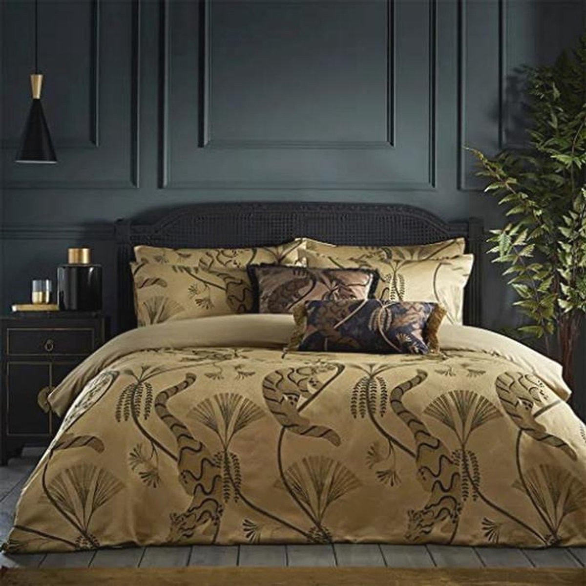 Jacquard Dekbedovertrek Set in Goud - Tweepersoons