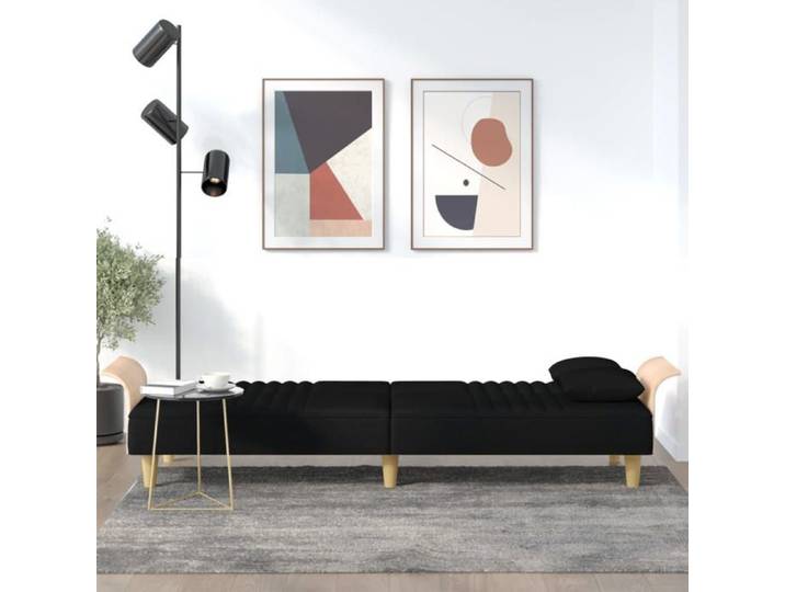 Noir SOFA Convertible - PHSH - Canapé-lit - avec accoudoirs noir tissu C593