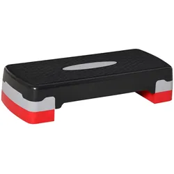 HOMCOM Steppbrett Aerobic Fitness Heimtrainer Stepper 2-stufig höhenverstellbar(10/15 cm) geeignet für den Heim und Bürogebrauch Schwarz+Grau+Rot 68 x 29 x 15 cm