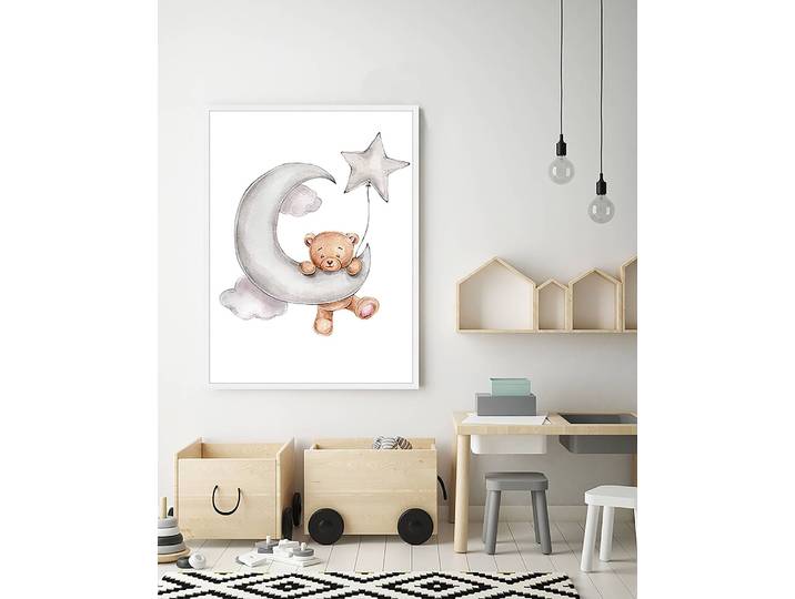 Tableau déco Cute Bear Upon The Moon 63 x 83cm Multicolore