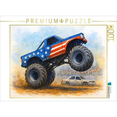 CALVENDO Puzzle Zwei Räder, ein Herzschlag - Monstertruck | 1000 Teile Lege-Größe 64x48cm Foto-Puzzle für glückliche Stunden