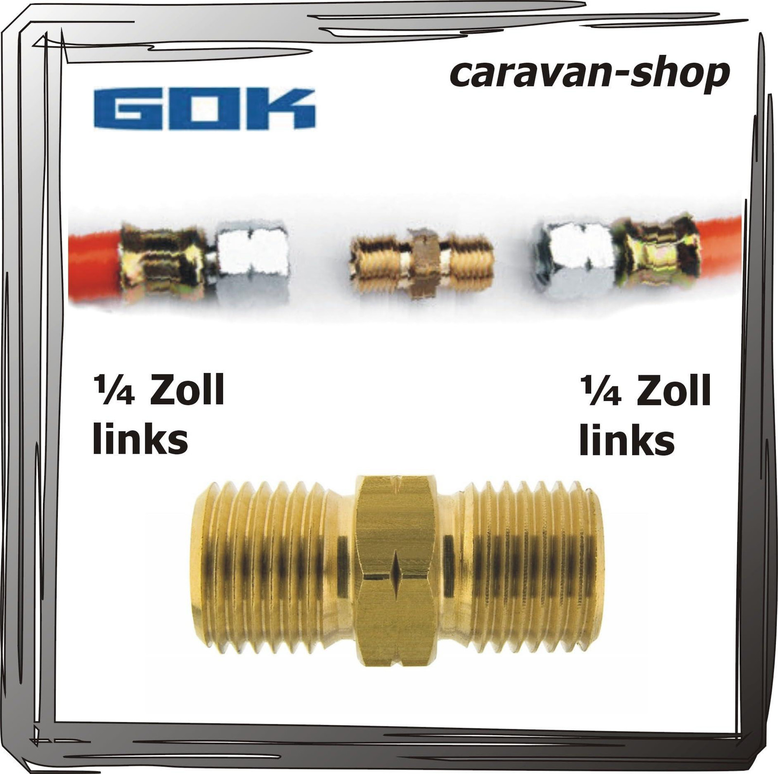 Solidchoice Gas slangenverbinder 1/4" links, koppeling voor propaan en vloeibaar gas