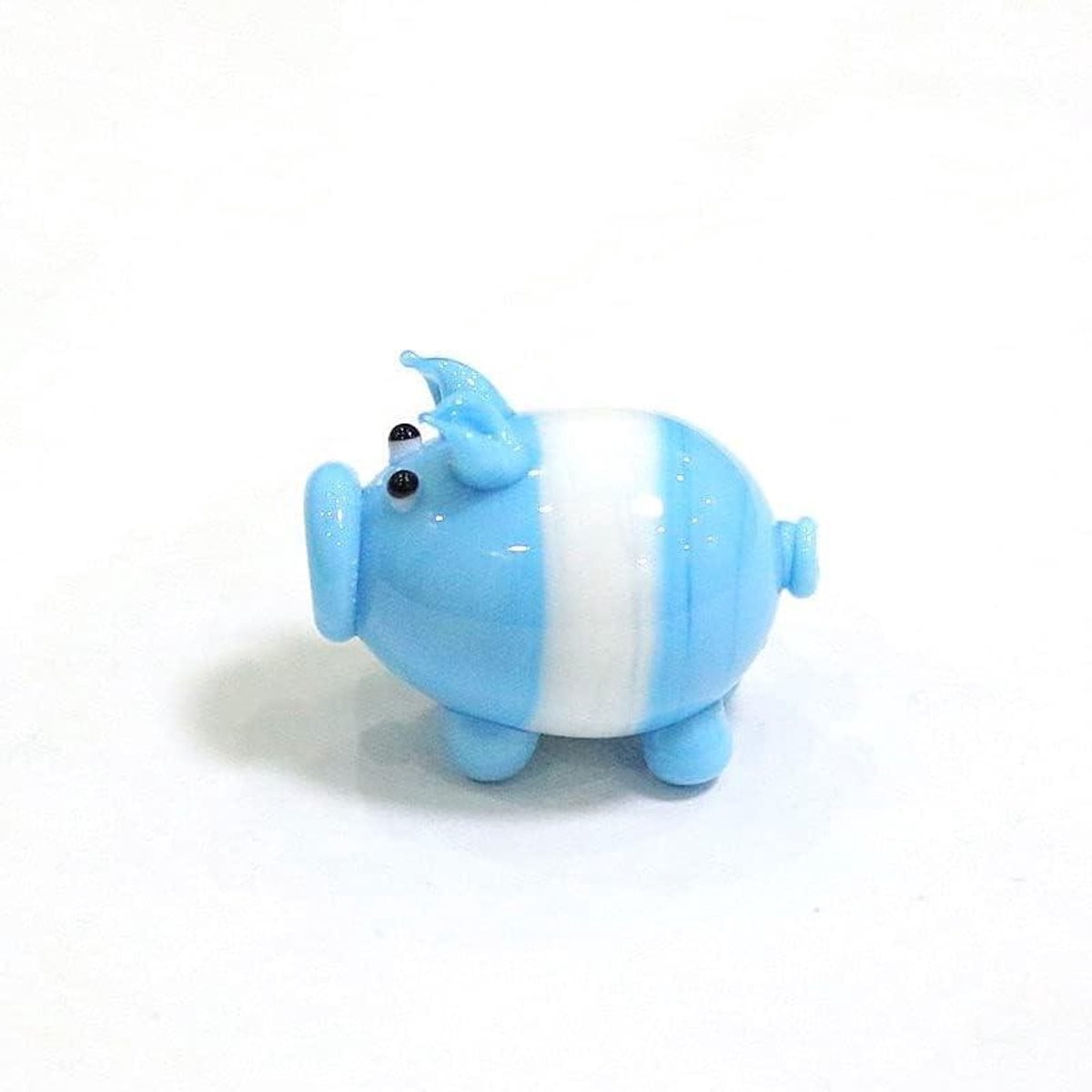 Handgemaakt Glazen Varkensbeeldje Multicolor - Decoratieve Miniatuur voor op Tafel - Hoogte: 27 cm