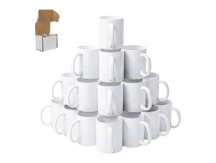 Signzworld Sublimationstassen Kaffee Becher AAA-Grade unbedruckt Keramik Tassen Fototasse für Sublimationsdruck in einzelnen Boxen,Fassungsvermögen 325 ml (Set of 72)
