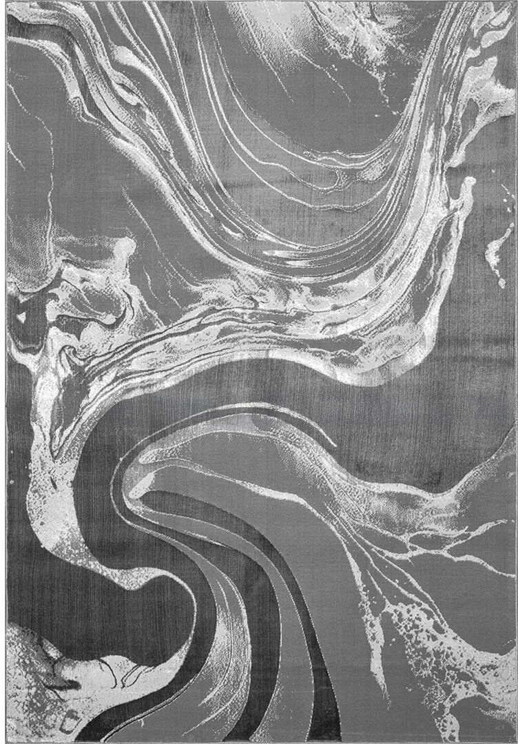 Metro Modern Abstract Area Rug – 100% Polyester, Antistatic, Soil & Water Repellent, Colourfast Living Room Carpet Grey Rectangle 240 x 320cm