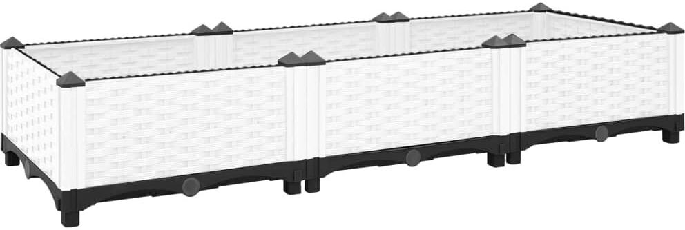 ClassicLiving Raised Bed Polypropylene Garden Planter Pot Planting Box Flower Pot White 120 x 40 x 23 cm